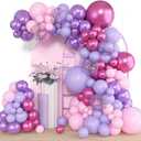 Amandir 153pcs Pink Purple Balloon Garland Arch Kit, Different Sizes 18 12 10 5 inch Pink Purple Red Latex Metallic Confetti Purple Balloons for Girl Women Birthday Bridal Baby Shower Party Decoration