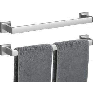 Towel Bar 2 Pack for Bathroom 20 Inch Brush Nickel Towel Holder 12/16/20/24/28/32/36 In Stainless Steel SS304 Rustproof Towel Rack Modern Square Towel Rod for Bathroom Wall(2, Brushed Nickel, 20 Inch)