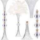 VIJIV Crystal Acrylic Trumpet Vase for Wedding Centerpieces & Home Decor - 24.8" Clear Flower Stand with Ribbed Texture, Gold Accents, Table/Floor Vase for Events, Bridal Showers & Boho Weddings