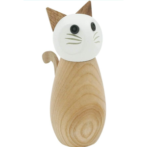 Cat Salt or Pepper Mill - Wooden Spice Grinder