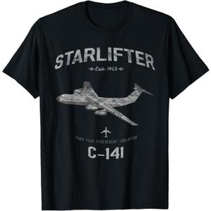 C-141 Starlifter Airplane Estb 1963 Vintage Style Pilot T-Shirt, XL