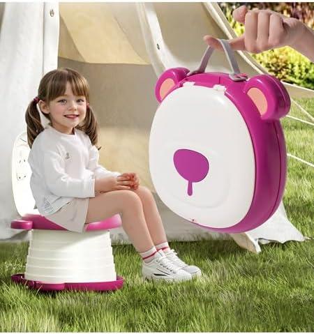 AKIMRABY Travel Potty Seat for Toddler，Foldable Car Potty for Toddler, Portable Toilet Seat for Kids with Potty Liners, Absorbent Pads, Portable Potty Seat for Toddler Travel, Camping and Outdoor Use