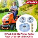 3 x GELASKA 2 Pack GY22172 Idler Pulley with GY20629 Idler Pulley Replaces AUC17621 GY22082 GY20067 GY20110 for John Deere D140 D155 D160 E140 E150 E160 E170 L120 L130 LA145 LA165 S140 S160 S170 Decks