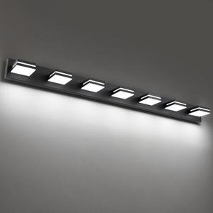 SineRise LED Modern Bathroom Vanity Light Fixtures (7-Light, 55-Inch), Matte Black Modern Acrylic Bathroom Wall Lighting Fixtures Over Mirror (Cool White 6000K) (Matte Black- Non-dimmable)