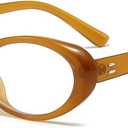 Oval Blue Light Blocking Glasses for Women Men Retro 90s Small Oval Frame Glasses Computer TV Eyeglasses (Dark Brown)