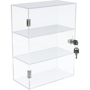 DuvinDD Acrylic Display Case with Lock, Countertop Locking Display Cabinet with Shelves and Door, Clear Acrylic Storage Cabinet Collectibles Showcase, Safe Organizer for Home Office 11.8x5.9x15.7inch (12 x 6 x 16 inch)
