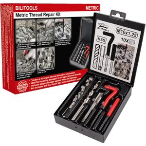 BILITOOLS M10x1.25 Thread Repair Kit, HSS Drill Helicoil Repair Kit Metric
