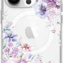 for iPhone 16 Magsafe Case, Slim Floral Shockproof Protective Hard PC+TPU Cute Bumper Flower Cover Women Magnetic case