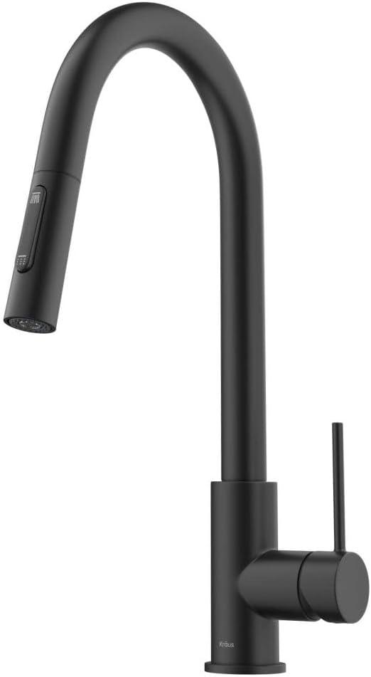 KRAUS Oletto Contemporary Pull-Down Single Handle Kitchen Faucet in Matte Black, KPF-3104MB