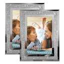 Calenzana 4x6 Picture Frame Sparkle Glass Photo Frames Set for Tabletop, 2 Pack