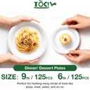 Compostable Paper Plates 250 Count 9in & 6in Disposable Dinner Dessert Salad Plates Heavy Duty Party Supplies for Birthday Holiday White