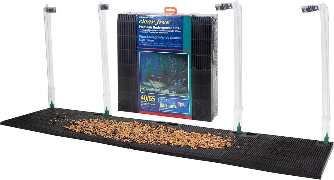 Penn-Plax Undergravel Aquarium Filter for 40-55 Gallon Tanks  Four 11.25 x 11.25 Plates  Under Gravel System for Clear, Clean Water  Safe for Freshwater and Saltwater Tanks (CFU55)