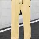 ZAFUL Men's Baggy Drawstring Elastic Waist Sweatpants with Pockets Solid Color Straight Patchwork Wide Leg Lounge Long Pants (M)