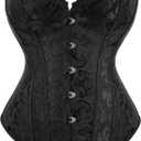 Alivila.Y Fashion Womens Vintage Floral Denim Overbust Corset Bustier Top (X-Large)
