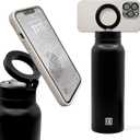 Magsafe compatible insulated water bottle with magnetic phone holder stainless steel 24oz hot 12h & cold 24h 360 rotate double wall stainless steel magnetic water bottle phone mount with straw