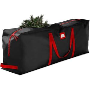 ZOBER 600D Oxford Fabric Large Christmas Tree Storage Bag - Fits 9 Ft Artificial Trees - Tear Proof Waterproof Christmas Tree Bag For Storage Box For Xmas - Strong, Durable Handles - Card Slot - Black