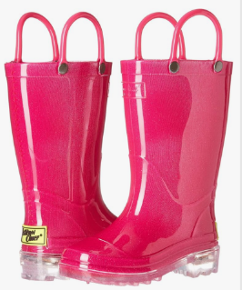 Western Chief Kids Waterproof Light Up Rain Boots With Handles for Easy On and Off for Boys and Girls Size 11