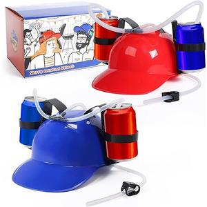 Bachelor Party drinkin hat, 2 Pack Funny Hats for men, Bier hat with Straws, Perfect Bier Helmet for Party Games, Unique Party Accessories for adult