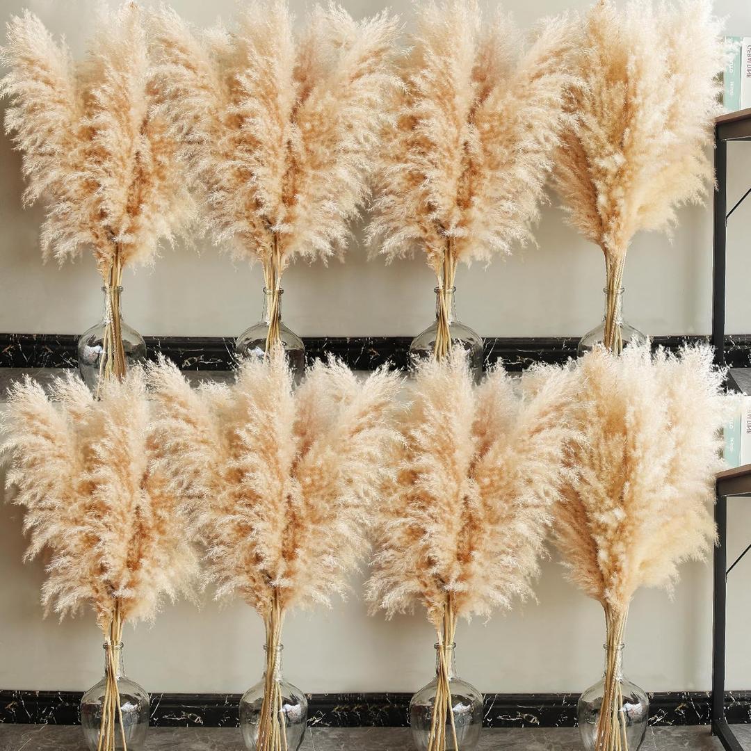 40" inch 40 Stems Natural Pampas Grass Decor Tall, pompas Grass, Tall Pampas Grass for Wedding, Party, Farmhouse, Boho Home Decor