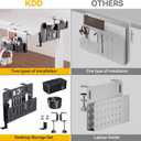 KDD 7 in 1 Desk Side Organizer Set, Under Desk Laptop Holder Storage, No Drill Laptop Stand Mount with 2 Cup Holder, Pen Holder, Headphone Hanger and 2 Pin Magnet, Detachable Hanging Stand