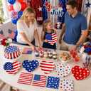 4th Of July Party Supplies,Patriotic Paper Plates and Napkins Red White Blue Fourth Of July Party Decorations for Memorial Day Party
