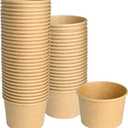 ESSENTIAL Paper Ice Cream Cups, 50pcs 8oz Disposable Dessert Bowls for Hot or Cold Food, Lids Not Included, Paper Snack Containers for Sundae, Frozen Yogurt, Soup (Brown)