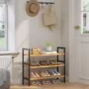 Kitsure Bamboo Shoe Rack for Entryway, 27.5" x 9.8" x 25.6", Natural/Black