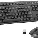Wireless Keyboard and Mouse Combo, Quiet and Soft 2.4G Full Size Computer Keyboard and Ergonomic Wireless Mouse for Windows, Mac Desktop/Laptop/PC/PS, Black