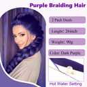 Purple Braiding Hair Extensions 26 Inch 2 Packs Long Purples Hair Extensions for Braids Yaki Texture Extensions Pre Stretched (26Inch, Purple)