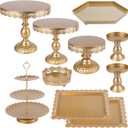 ZOOFOX 10 Pieces Cake Stands, Metal Cupcake Stand with Multiple Combination Styles, Dessert Plate Cake Serving Tray Fruit Candy Display Tower for Wedding, Birthday, Baby Shower, Tea Party (Gold)