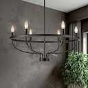BrkNit 6-Light Black Chandelier, Candle Chandeliers for Dining Room, Vintage Farmhouse Chandelier Light Fixture for Entryway, Bedroom, Foyer and Living Room