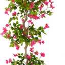 6ft Artificial Bougainvillea Tree, Fake Bougainvillea Pink Flower Silk Plant in White Planter, Faux Blooming Topiary Tree for Indoor Outdoor Home Office Wedding Dcor
