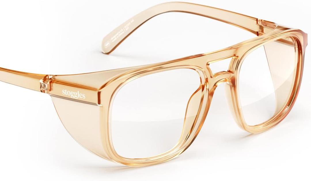 Stoggles Aviator Z87.1 Certified Safety Glasses, Blue-Light, UV Blocking Lens, Top & Side Shield, Anti-Fog, Stylish Eyewear
