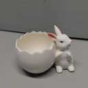 Willinglong Easter Bunny Eggshell Vase for Flowers 4.3 Inch Easter Spring Tabletop Centerpiece Rabbit Figurine Statue Eggshell Ceramic Vase Rustic Craft for Home Dining Table Living Room Decoration