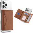 for Magsafe Wallet, Magnetic CardHolder with Adjustable Stand, Phone Card holder with 6 Card Slots, Magnetic Wallet for iPhone 16/15/14/13/12 Series, Not for iPhone 13/12 Mini (Brown)