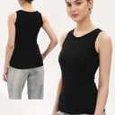 BQTQ 5 Pack Womens Crewneck Tank Tops High Neck Tank Tops Sleeveless Slim Fit Basic Tanks Top Ladies Undershirts (XXL)