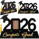 Leinuosen Congrats Grad Frame 2026 Graduation Gifts Black Wooden Standing Frame with Tassel Holder for 2.5 * 3.5" Photo Graduation Party Decorations Table Centerpieces for College Senior High School