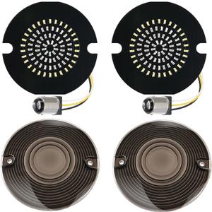 Benlari 3 1/4 inch LED Turn Signals, 81 LEDs Front 1156 1157 Turn Signals Brake Light Kit with 2 Smoked Lens Cover Fit for Harley Davidson Touring Sportster Iron 883 Dyna Softail 1986-2024