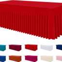 Smiry Spandex Tablecloth, Elastic Fitted Stretch Tablecloth for 8FT Rectangle Tables, Waterproof Washable Table Cover Skirt for Outdoor, Wedding, Banquet & Parties (Red, 96Lx30Wx30H Inch)
