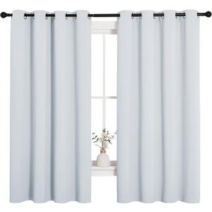 NICETOWN Room Darkening Draperies Curtains Panels, Window Treatment Thermal Insulated Grommet Room Darkening Curtains/Drapes for Bedroom (Greyish White, 2 Panels, 55 by 68)