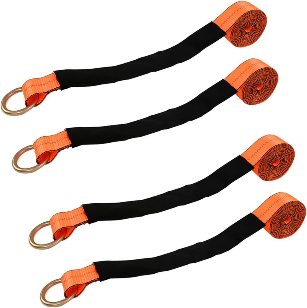 Pro Series Orange Car Rim Tie Down Set 2 Inch x 144 Inch 4 Straps 3,300 lbs Safe Working Load (Does not apply)