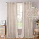 BGment Natural Linen Semi Sheer Curtains 96 Inch Length 2 Panels for Living Room, Beige Light Filtering Window Drapes with Rod Pocket Back Tab Extre Long for Dining Bedroom, 52 X 96 Inch