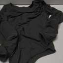 REORIA Women's Sexy Basic Scoop Neck Long Sleeve Double Lined Layering Slim Bodysuit Tops (Medium, Black)