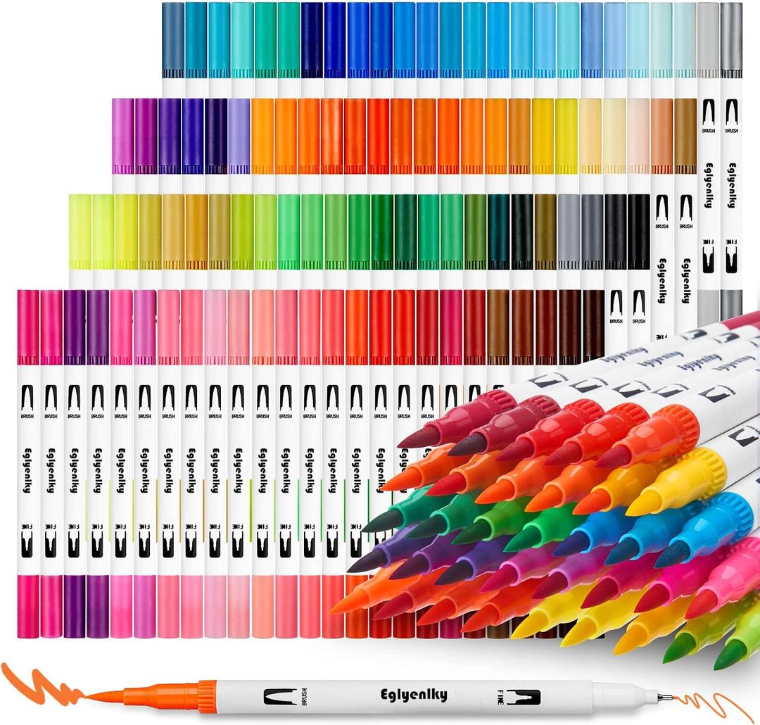 Eglyenlky Markers for Coloring Book Adults Relaxation, 100 Water Colors