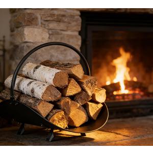 Black Log Holder Indoor and Outdoor Firewood Rack Hearth Basket