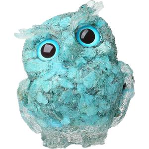 LAIDANLA Turquoise 2.4" Owl Statue Natural Healing Crystal Cute Owl Animal Figurine Pocket Sculpture Reiki Spiritual Energy Gemstone Home Office Room Desk Decor Gifts for Women Men