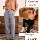 4 Pack Women's Lounge Pants Wide Leg Loose Casual Yoga Pants Elastic Waist Drawstring Sweatpants with Pockets (Large, Black, Dark Heather Gray, Light Heather Grey, Light Gray)