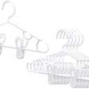 Hsei 5 Pack Baby Hangers with 10 Clips, Plastic Kids Pants Hangers for Nursery Closet Top and Bottom Clothes Hanger Set for Newborn Infant Toddler(5 Packs Total,White,10.6 Inch)