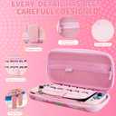 HYPERCASE Cute Anime Switch OLED Carrying Case Set, with Portable Travel Storage Bag of Pink Lining, Hardshell Protective Cover Skin, HD Screen Protector, Shoulder Strap & 2 Kawaii Thumb Caps
