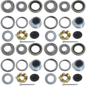 4 Sets 3500 LB Boat Trailer Axle Bearing Kits, L68149 L44649 Bearing Kits, 171255TB/10-19 Grease Seals, Spindle Nuts, 1.98" Dust Covers and Rubber Plugs, Cotter Pins,Washers for #84 Spindle